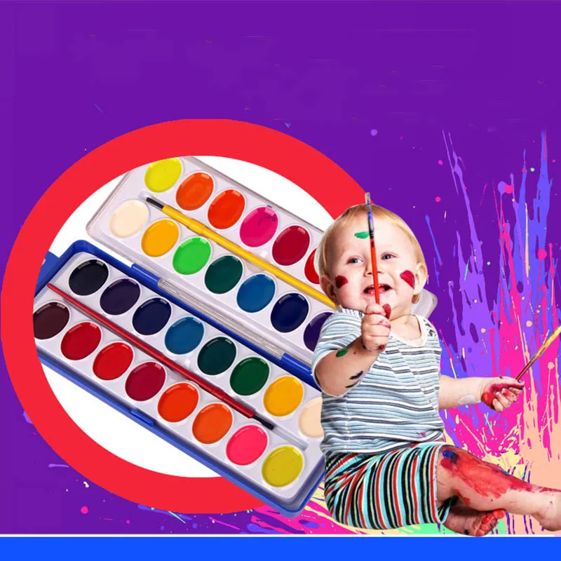 

Children washable safety paint Refills 16 colors Solid watercolor set kids paint Powder Halloween mask makeup non-toxic Washable