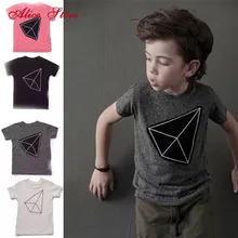 Детская летняя хлопковая футболка с короткими рукавами модная персонализированная футболка с геометрическими фигурами рубашка для мальчиков и девочек