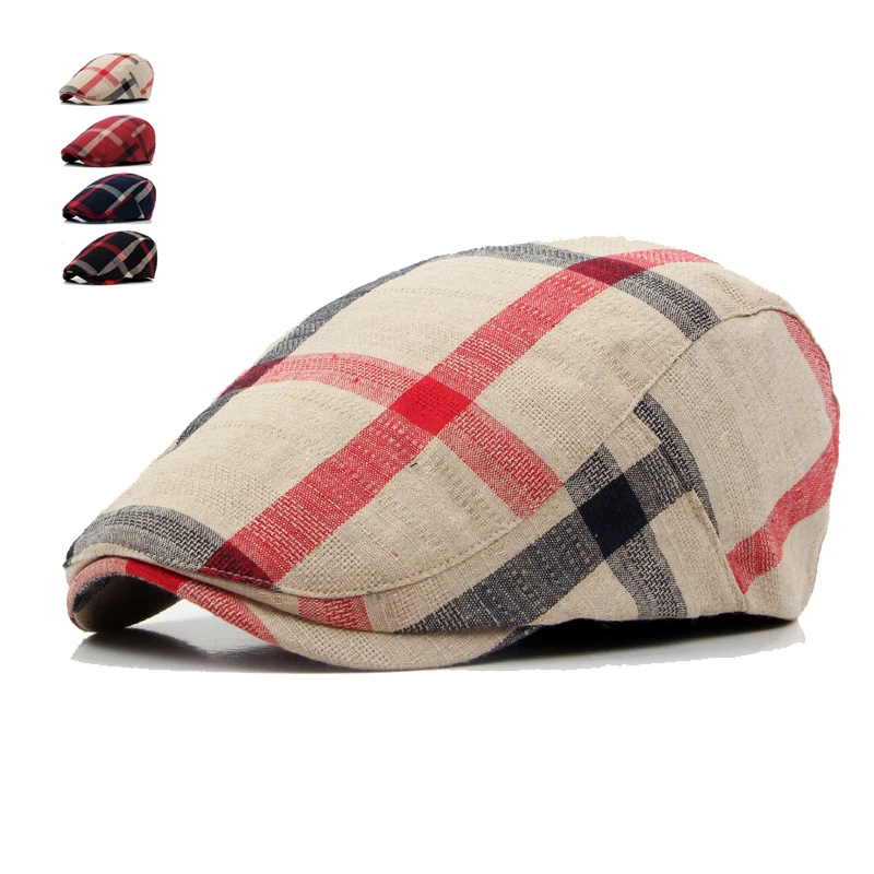 

Classic Englad Style Plaid Berets Caps For Men Women Casual Unisex Sports Caps Cotton Berets Hats Boina Casquette Flat Cap