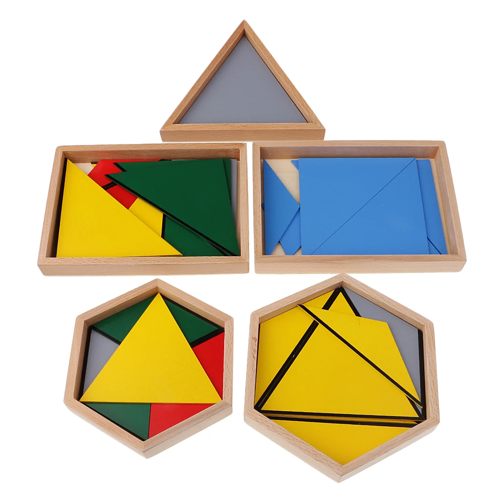 Montessori Math Learning Developing Toys Contructive Triangles Puzzles Match