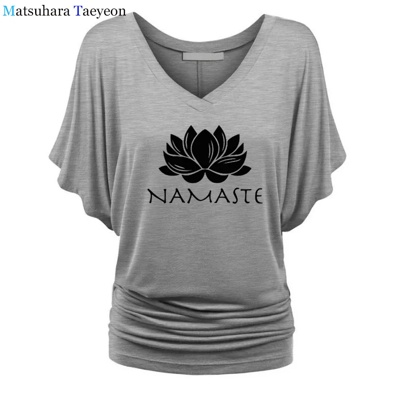 Fashion Women clothing Namaste Print Tee T-shirt Women Top Batwing Sleeve Female tops clothing t shirt Brand for girls Fashion Women clothing Namaste Print Tee T-shirt Women Top Batwing Sleeve Female tops clothing t shirt Brand for girls