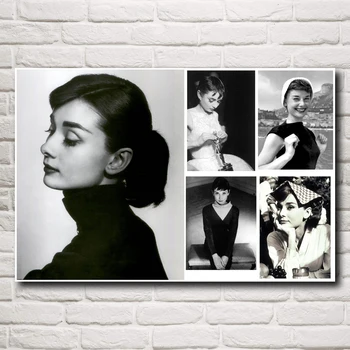

FOOCAME Audrey Hepburn Vintage Posters and Prints Classic Movie Art Silk Home Wall Pictures Home Decoration Painting Living Room