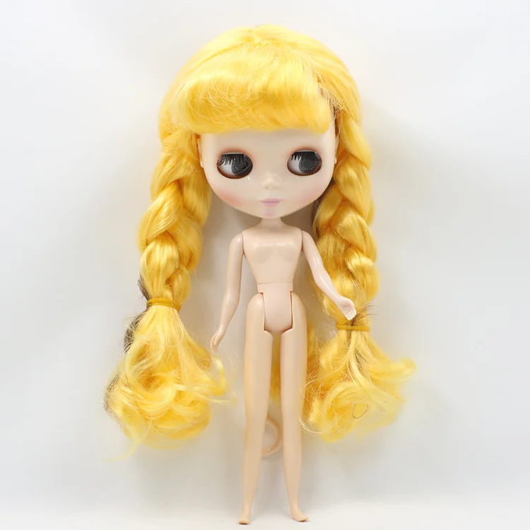 Factory Blyth Doll Nude Doll Yellow Long Wavy Hair With Bangs Make-Up Face 4 Colors For Eyes Suitable For DIY - Цвет: Nude Doll