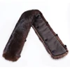 Manteau d'hiver en cuir pour hommes, col en vraie fourrure de vison, solide et chaud, col en fourrure véritable, doublure de boutons noir et marron ► Photo 3/3
