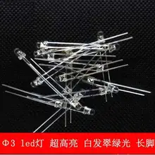 1000 шт/партия 3 мм светодиодный светильник супер яркие белые волосы зеленая гирлянда изумрудно-зеленый светодиод светоизлучающие длинные ноги