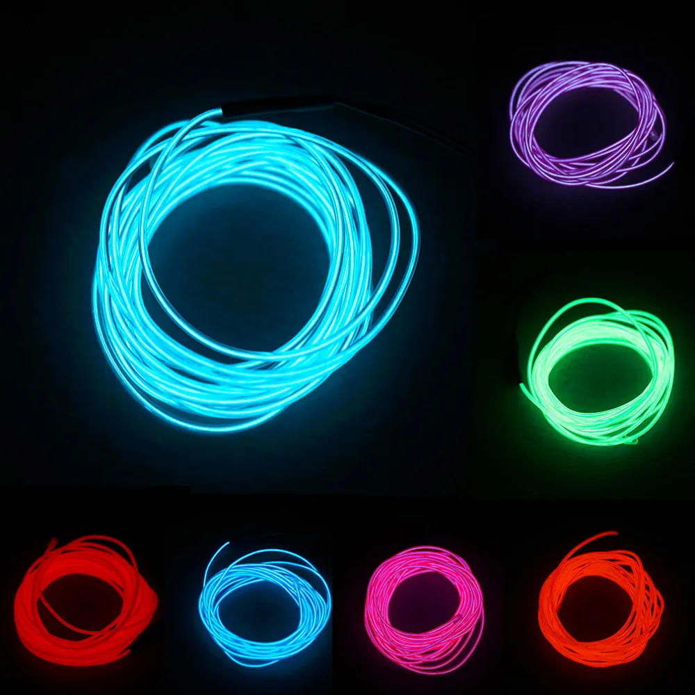 Красочный 1 м EL провод трубка веревка на батарейках гибкий неоновый холодный светильник для автомобиля вечерние свадебные Декор с контроллером