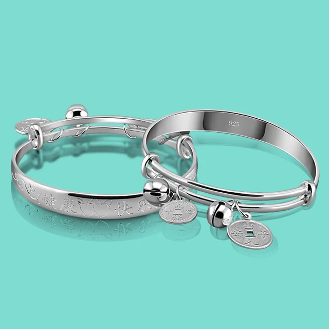 Chinese style 925 sterling silver bracelet baby bracelet design solid
