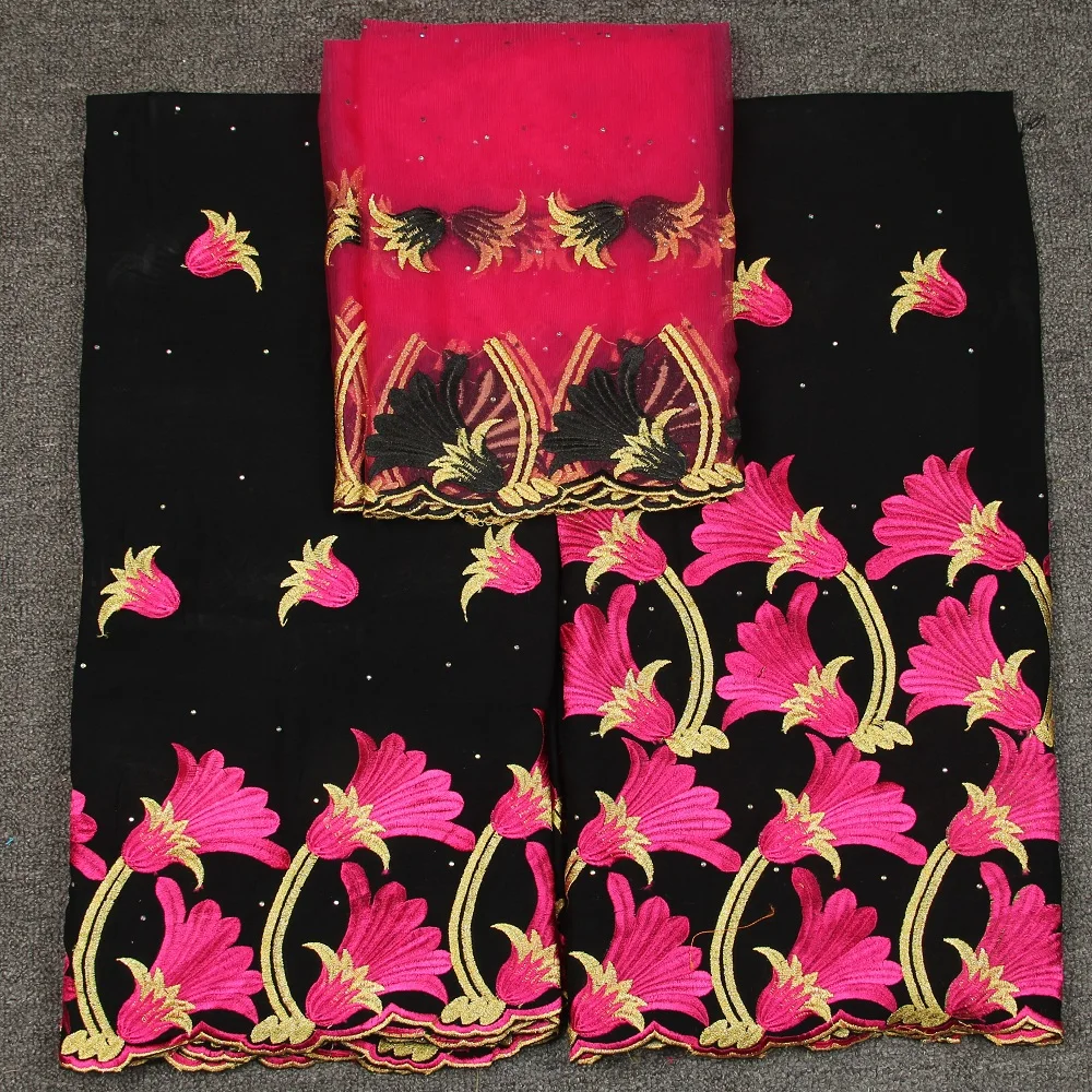 Tissu africain brode coton швейцарское кружево хлопок ткань цветы вышивка с камнями 5 + 2yds