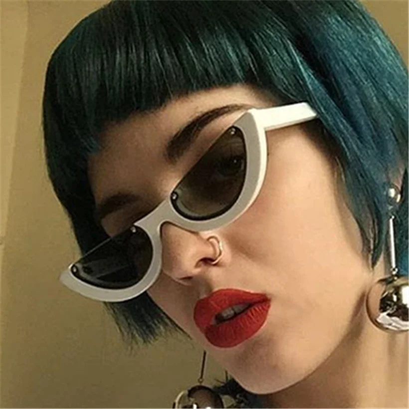 

Oulylan Vintage Cat Eye Sunglasses Women Luxury Brand Designer Half Frame Trend Ladies Outdoor Personality Sun Glasses UV400