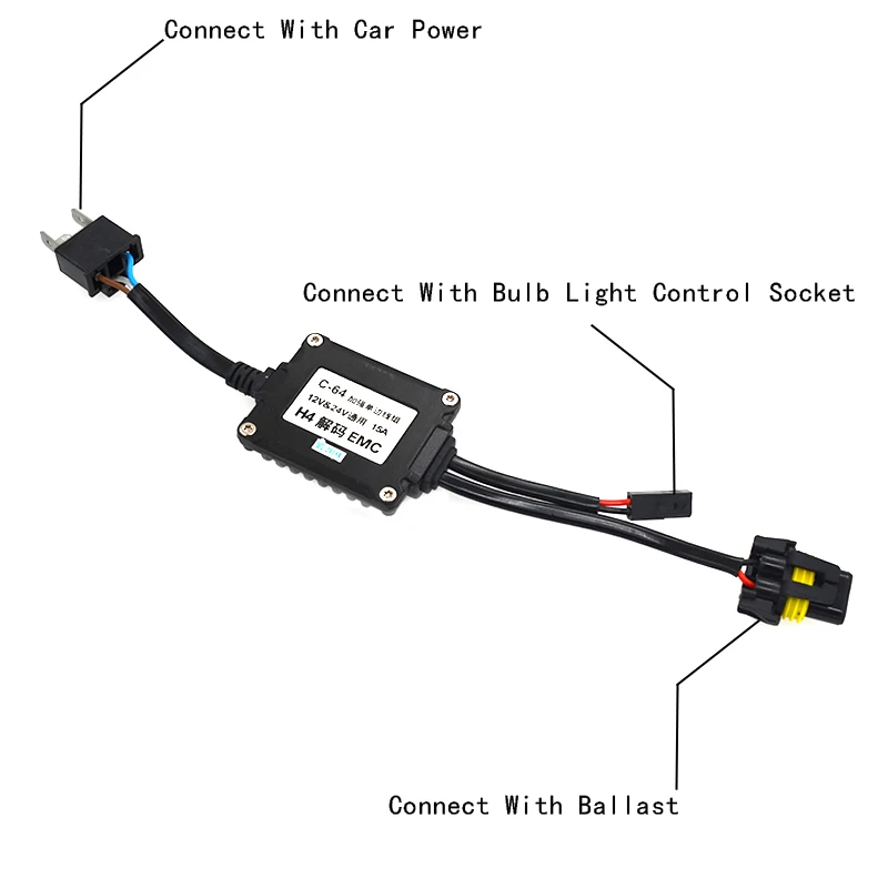 SKYJOYCE 12 В 24 В биксенон H4 декодер реле CANBUS EMC H4 HID hi low Canceller контрольный кабель би ксенон H4 декодер HID No Error H4