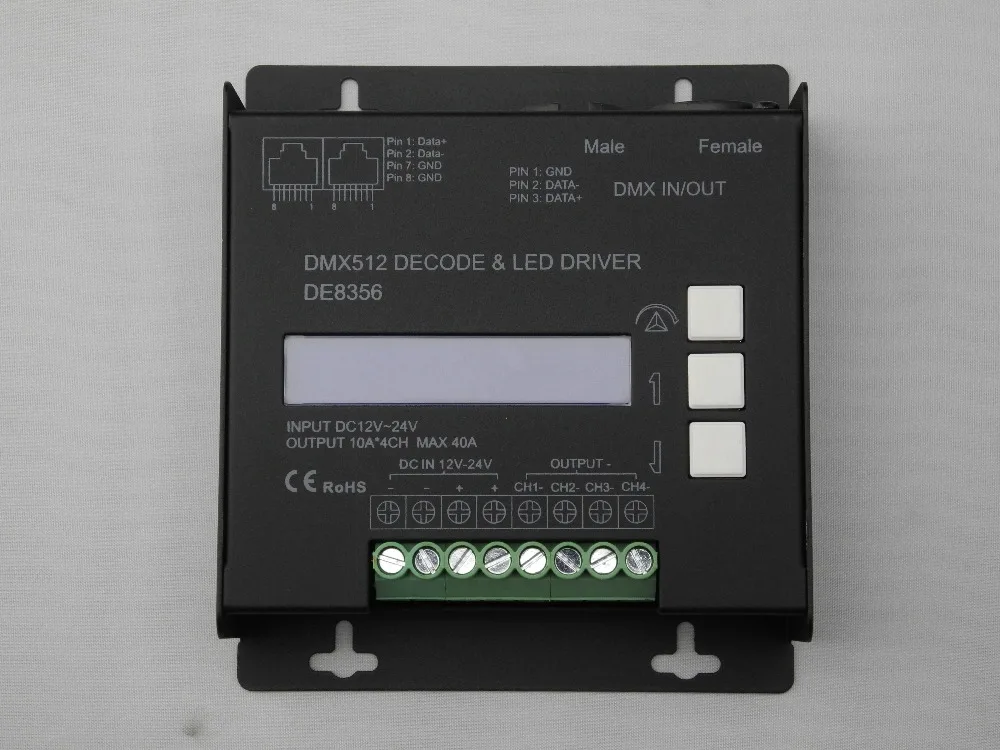 

Free shipping 12V 24V 4ch RGBW DMX decoder DMX512 controller for Movie maker PN DE8356