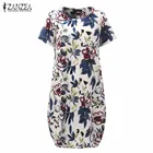 Save 8.37 on Hot Sale 2017 Summr ZANZEA Women Vintage Floral Print Dress Short Sleeve Loose Casual Midi Sexy Dress Vestidos Plus Size