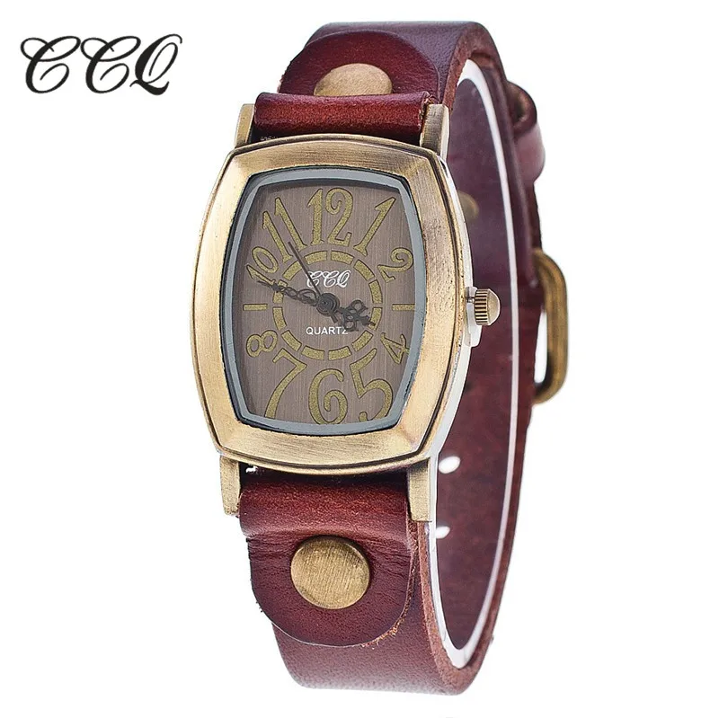 

CCQ Brand Fashion Vintage Cow leather Bracelet Watches Casual Women Wristwatch Luxury Quartz Watch Relogio Feminino Gift 1905