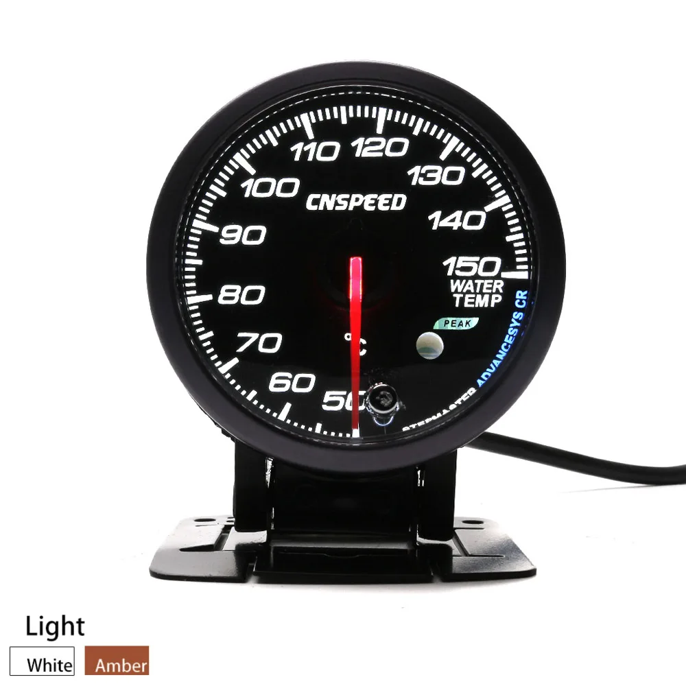 CNSPEED 60MM Black Face Car Water Temperature Gauges 50 150C Water Temp