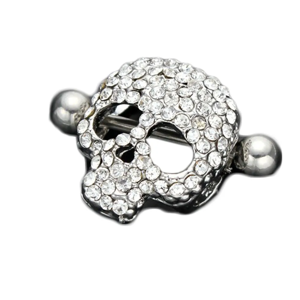 Пирсинг сосков череп дизайн щит кольцо для соска хирургическая сталь для женщин девочек бижутерия для тела