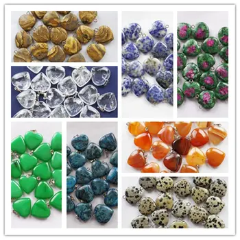 

80Pcs 20x5mm Mixed Natural Stone Heart Pendant Bead