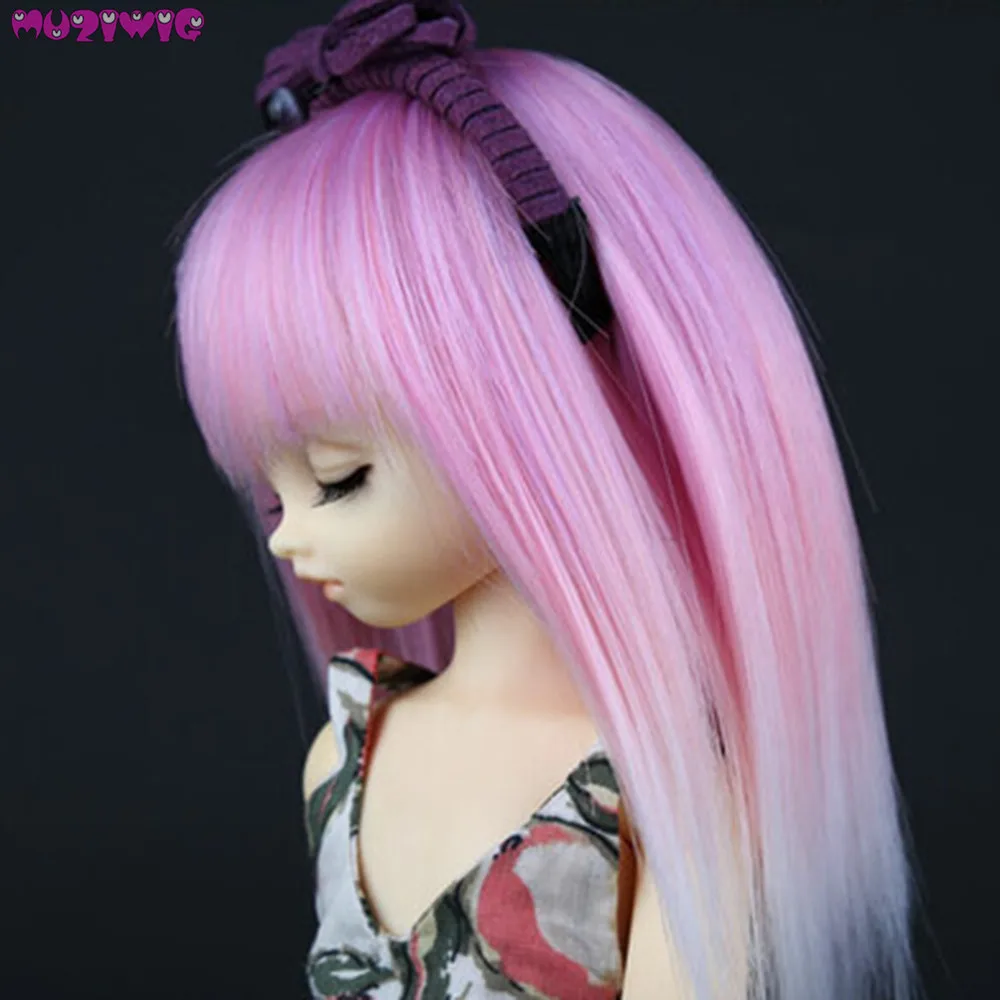 Tanie Wysokiej jakości drutu wysokiej temperatury różowy brązowy czerwony peruki dla 1 3 1 4 1 6 lalki bjd
