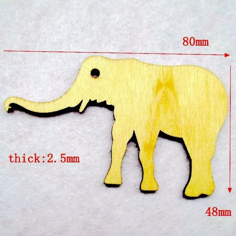 20 xElephant вырезы, деревянные заготовки, животный вырез, деревянный слон вырезанный деревянная отделка штук