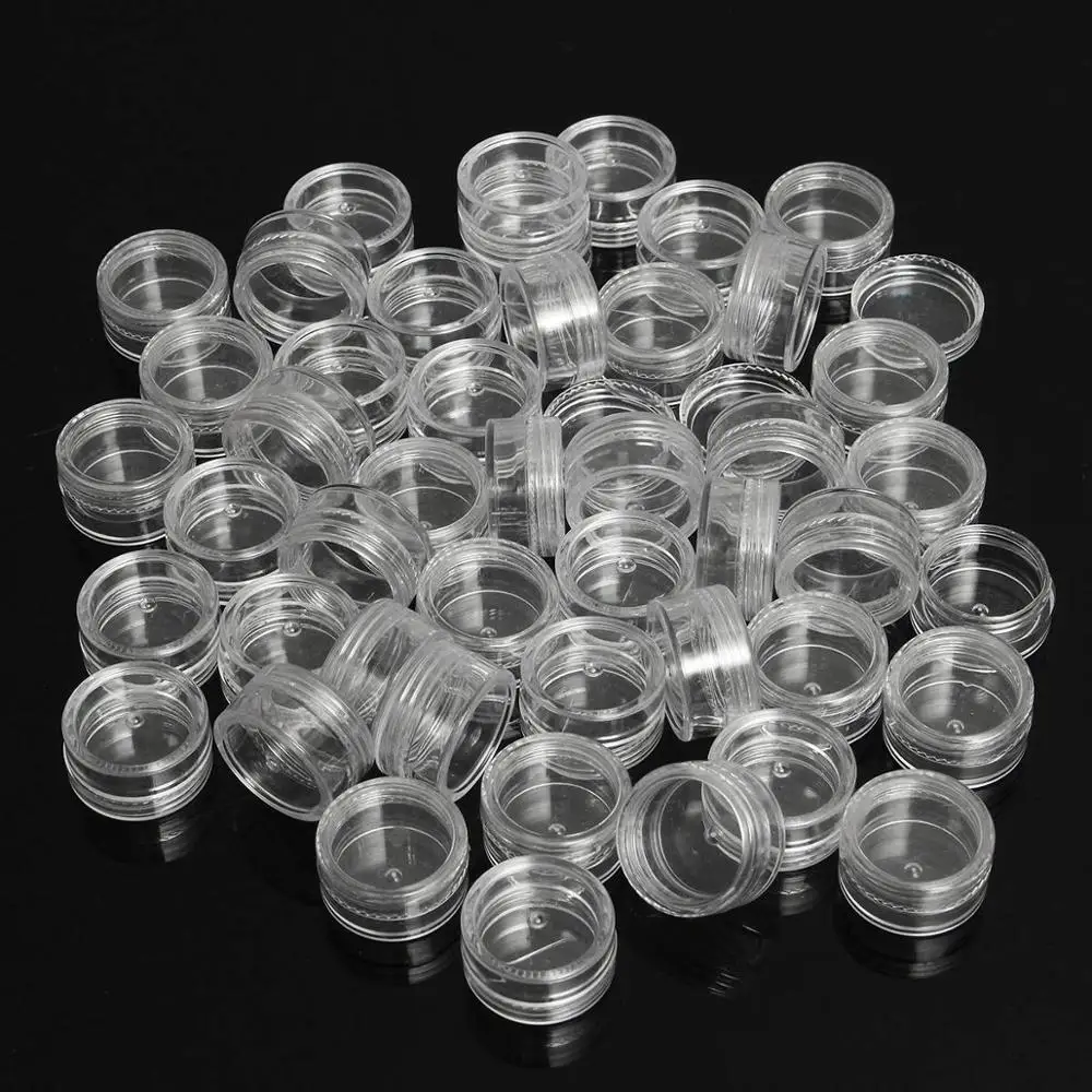 

50pc/Lot 5g Sample Clear Cream Jar Mini Cosmetic Bottles Containers Transparent Pot For Nail Arts Small Clear Can Tin For Balm