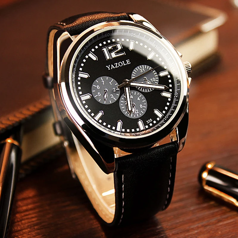 

335 Men Quartz Watch Leather Stainless Steel Mechanical Watch Men Male Business Wristwatch