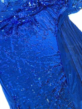 

African Sequins Lace Fabric 2019 Royal Blue Embroidered Nigerian Laces Fabric High Quality French Tulle Lace Fabric For Women