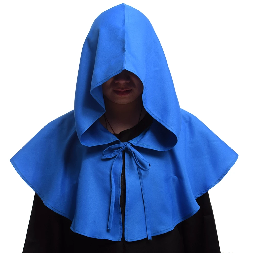 Vintage Medieval Costume Men Women Hooded Renaissance Wicca Pagan Capelet LARP Mantle Cowl Hat Fancy Dress Cosplay Accessory