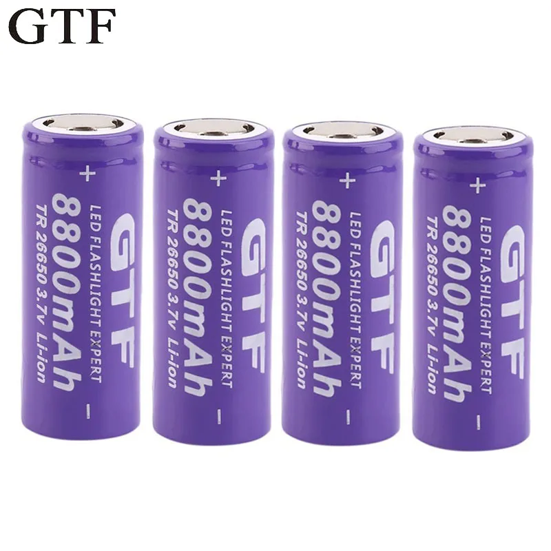 

GTF 3.7V 26650 Battery 8800mAh Li-ion Rechargeable Battery For LED Flashlight Torch Li-ion Battery accumulator battery