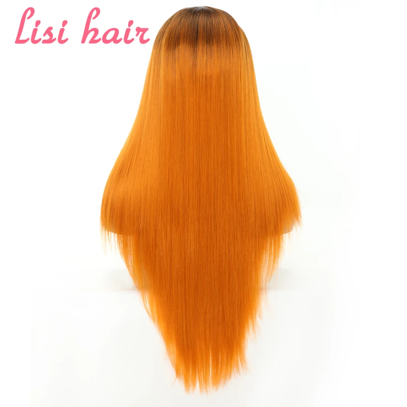 LISI HAIR 26 inches black golden Cyan Pink long Straight Synthetic Front Lace Wigs For Black Women African American hair LISI HAIR 26 inches black golden Cyan Pink long Straight Synthetic Front Lace Wigs For Black Women African American hair