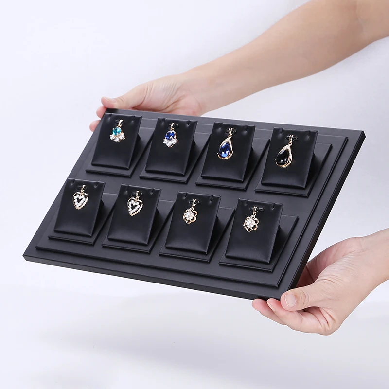 Superior Black PU Leather Ring Jewelry Display Tray Insert Charm Pendant Earring Accessories Bracel