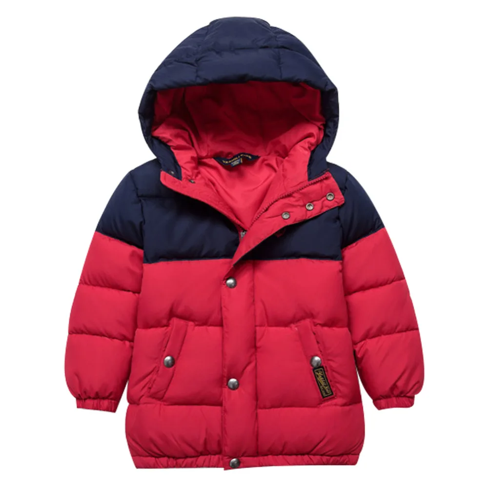 

Children Down Parkas Winter Kids Outerwear Boys Casual Warm Hooded Jacket For Boys Solid Boys Warm Coats
