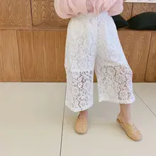 Новинка года; летние белые кружевные штаны для девочек; детские кружевные штаны; Одежда для маленьких девочек; детские брюки с вырезами