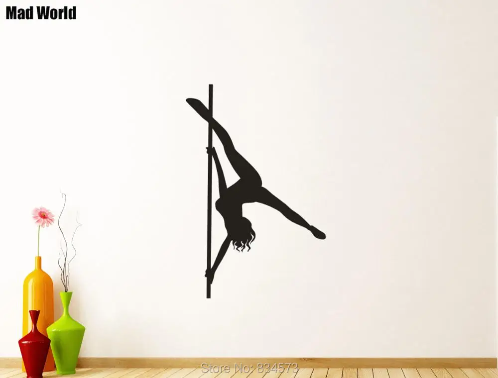 Mad World Sexy Girl Pole Dance Silhouette Wall Art Stickers Wall Decal Home Diy Decoration