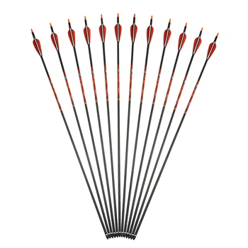 

6PCS Archery Spine 400 Pure Carbon Arrows Targeting Point Arrowhead OD7.6mm ID 6.2mm Nock Feather For Shooting Hunting Arrows
