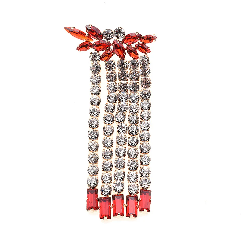 Длинные женские серьги-цепочки с кисточками и кристаллами, стразы, ювелирные изделия для женщин, элегантные свадебные серьги с бахромой