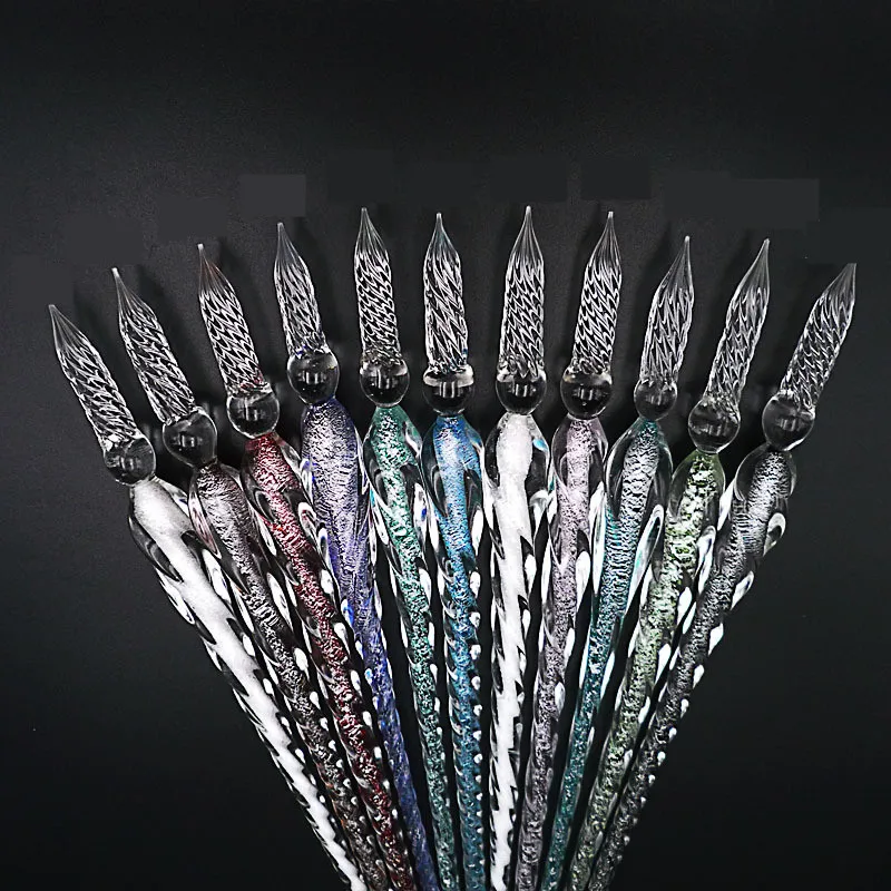 1pcs Overvalue Sky Blue Crystal Glass Dip Pen Signature Pen Fountain