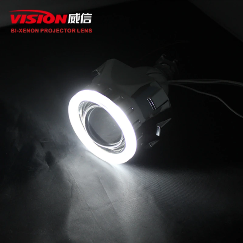 

2pcs 2.5 Bi-xenon Lens Projector Headlight Car/Motorcycle Styling LHD/RHD CCFL White Angel Eyes Halo HID H1 xenon bulb 35w 6000k