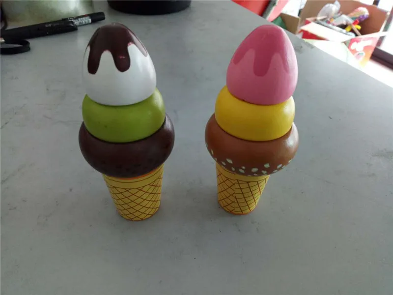 

New Wooden Baby Toys 2piece Mini ice cream Baby Educational Toys Baby Gifts