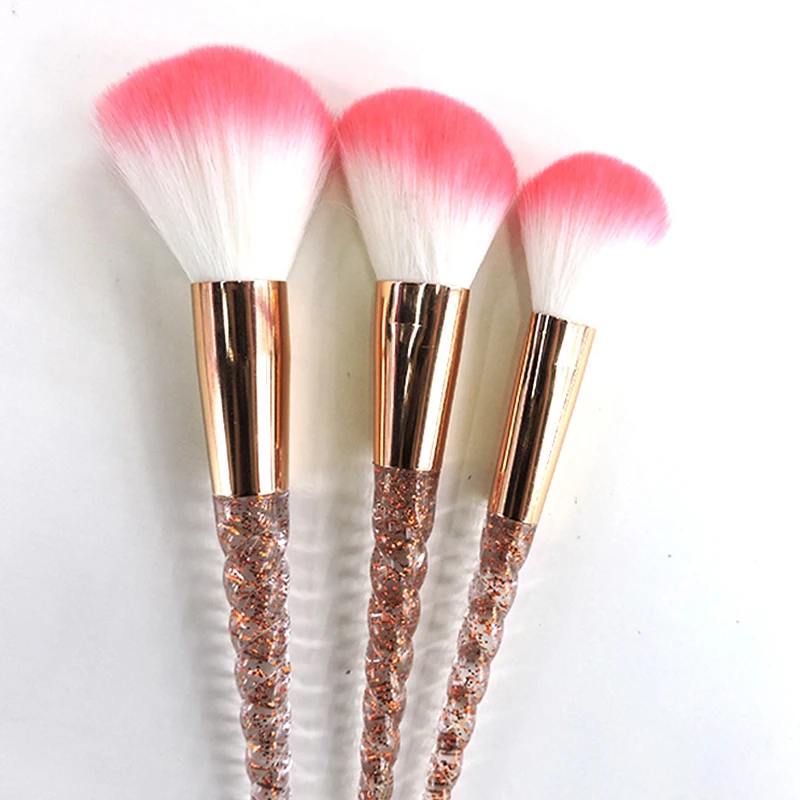 Crystal 8 PCS Unicorn Brush Makeup Brush Set Nylon Hair Eyebrow Eyeshadow Powder Rose Golden Portable Brushes