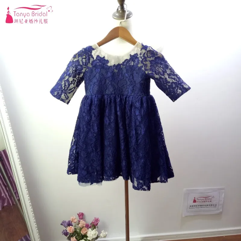 girls navy blue lace dress