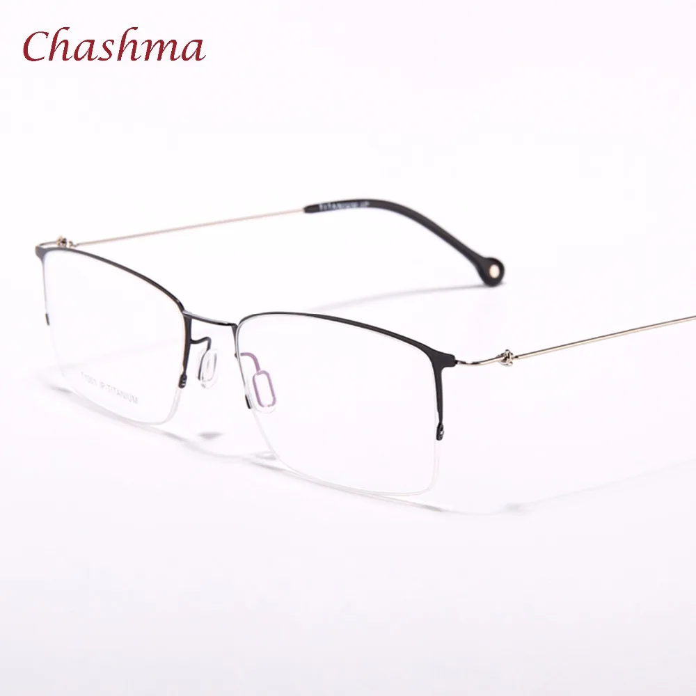 Chashma Brand Big Face Men's Eyeglass Frames Titanium Half Rim Fashion