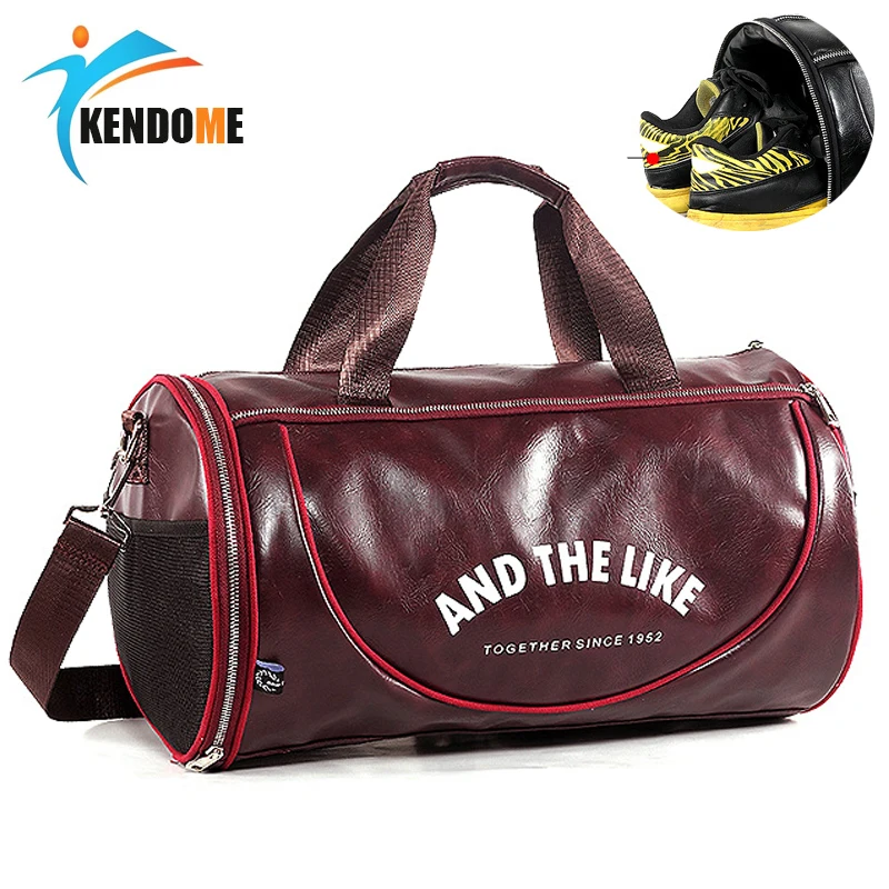 Top Quality PU Mixed Color Sports Gym Bag For Men Women with Independent shoes Travel Yoga Handbag Training Fitness Shoulder Bag