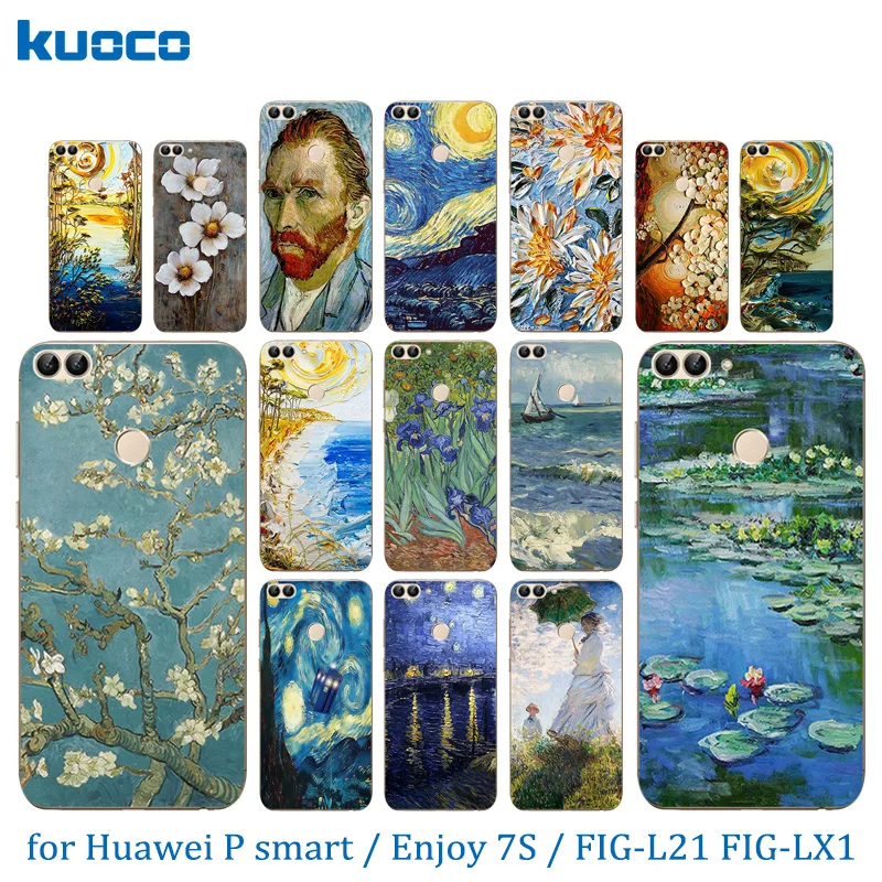 

5.65" for Huawei P Smart Transparent Soft TPU for Huawei Enjoy 7S Silicone for Huawei FIG-L21 FIG-LX1,LX2,LX3 Van Gogh Pattern