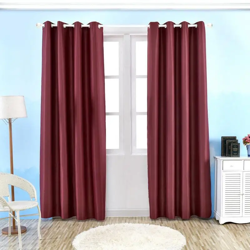130 * 215cm Solid Pink Wine Red Beige Curtain Shading Polyester Cloth