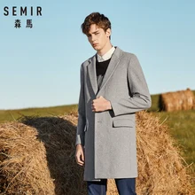 SEMIR мужское шерстяное пальто с заниженным плечом, Мужское пальто с открытым нагрудным карманом, шелковистая подкладка из полиэстера для зимы