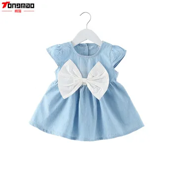 Cute Baby Girls Dress Jeans Children Kids Baby Denim Dresses One Piece Baby Summer Clothing For School Casual Wear Clothes Girl