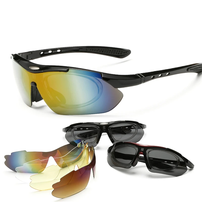 Polarized Cycling Sunglasses Outdoor Sport Windproof eyewear Mountain Bike Motorcycle Sun glass accessories 1 frame 5 lens/lot