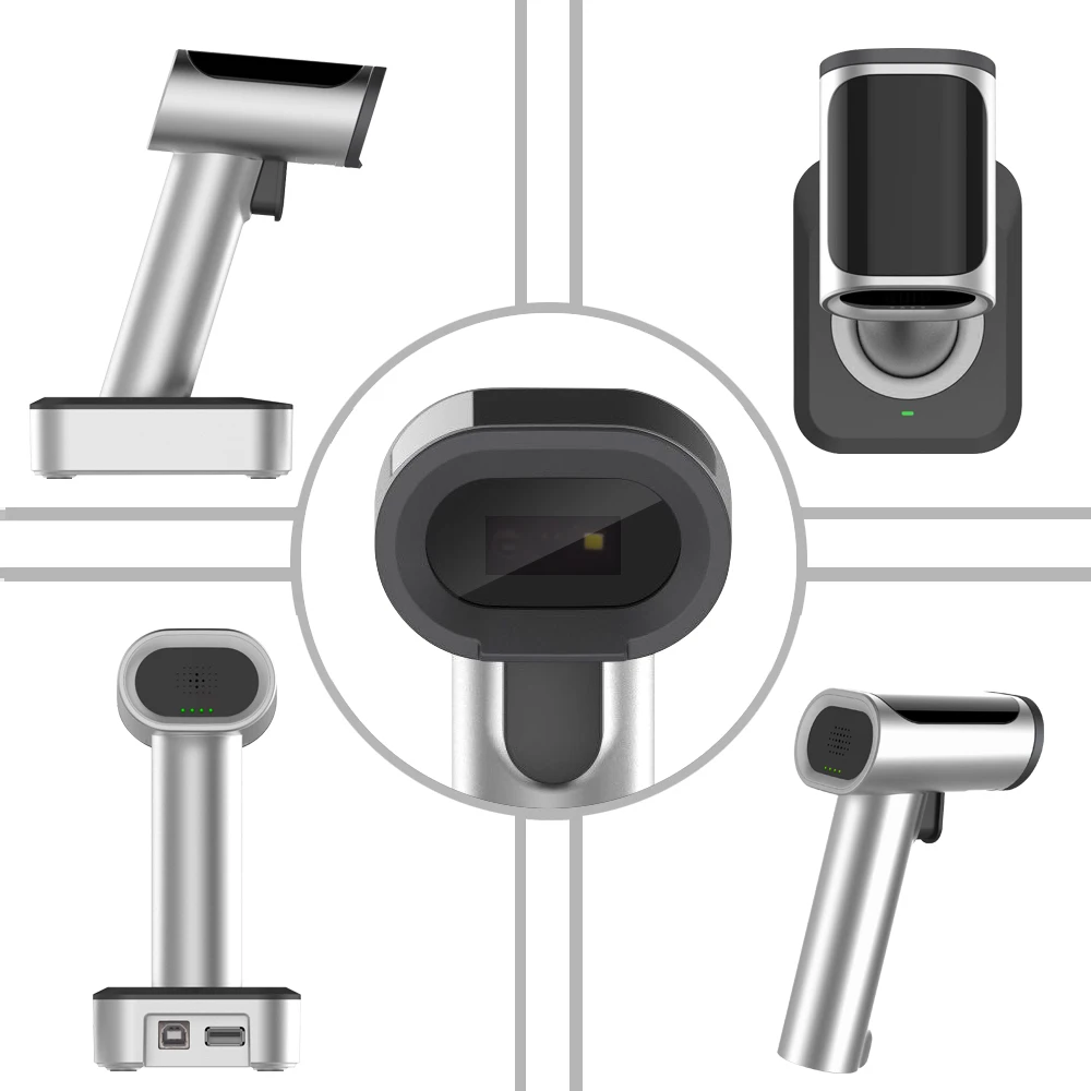 1D 2D بلوتوث اللاسلكية USB ماسح الباركود ، 16 M مساحة التخزين ، 30-100 متر نقل المسافة ، 1800 mAH Recargable Bettery