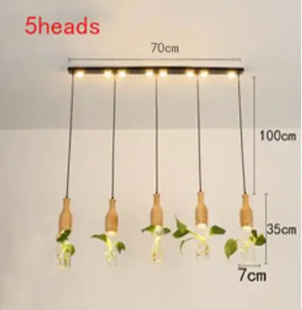 Креативный бар светодиодный гидропонный завод люстра скандинавский простой Ресторан Кафе окно балкон твердой древесины люстры - Цвет корпуса: 5Head Bar
