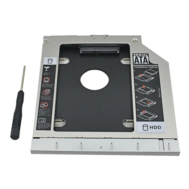 Buy Aluminum 2nd HDD Caddy 9.5mm SATA 3.0 2.5" SSD HDD Box Case Enclosure For