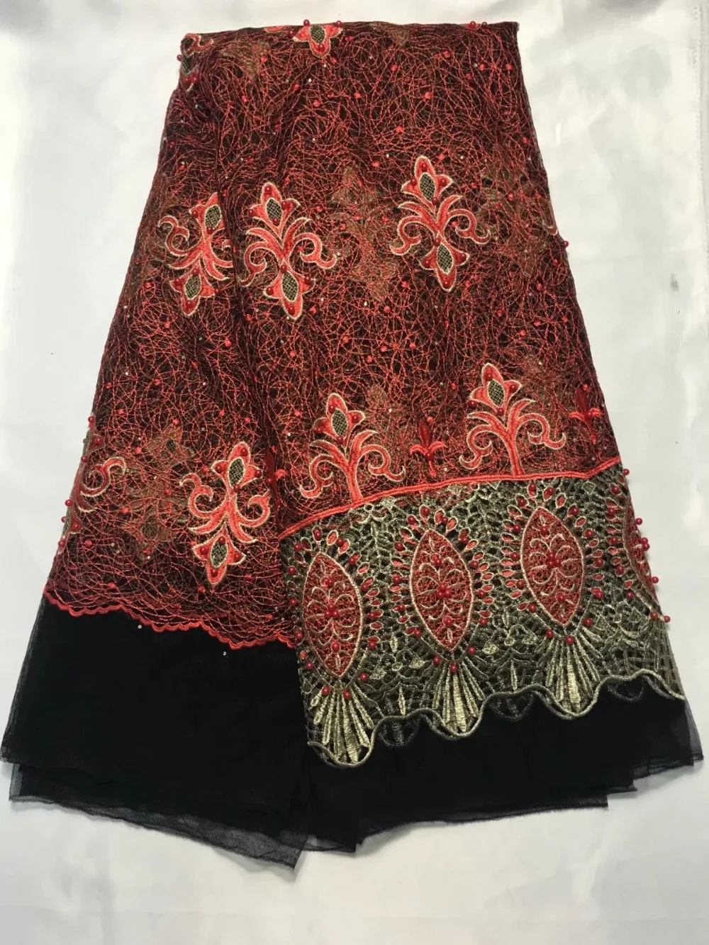 

New Arrived High Quality French Net Lace Fabric With Beads And Stones,Free Shipping Latest embroidery Dubai Mesh lace